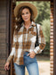 Women Full Size Pocketed Plaid Collared Neck Shacket nicholesgifts