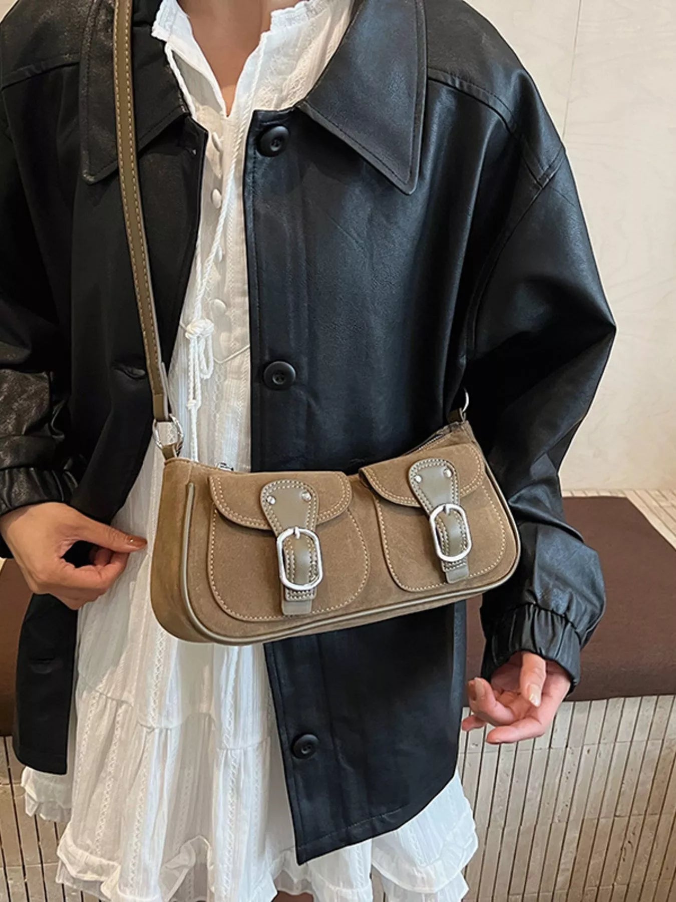 Buckle Decor Shoulder Bag nicholesgifts