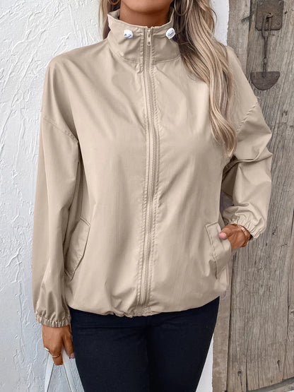 Ivy Lane Pocketed Zip Up Long Sleeve Jacket nicholesgifts
