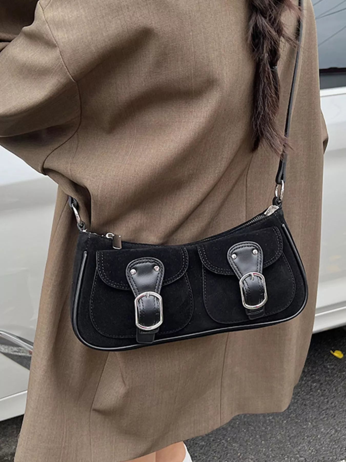 Buckle Decor Shoulder Bag nicholesgifts