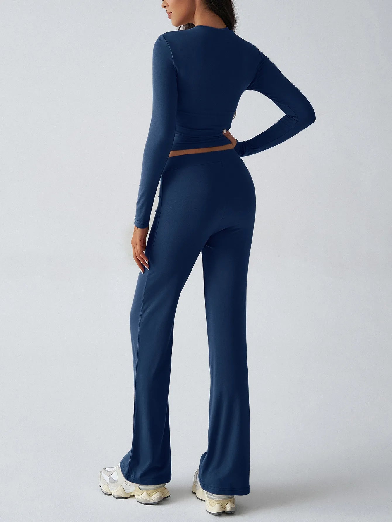 Round Neck Long Sleeve Top and Pants Set nicholesgifts