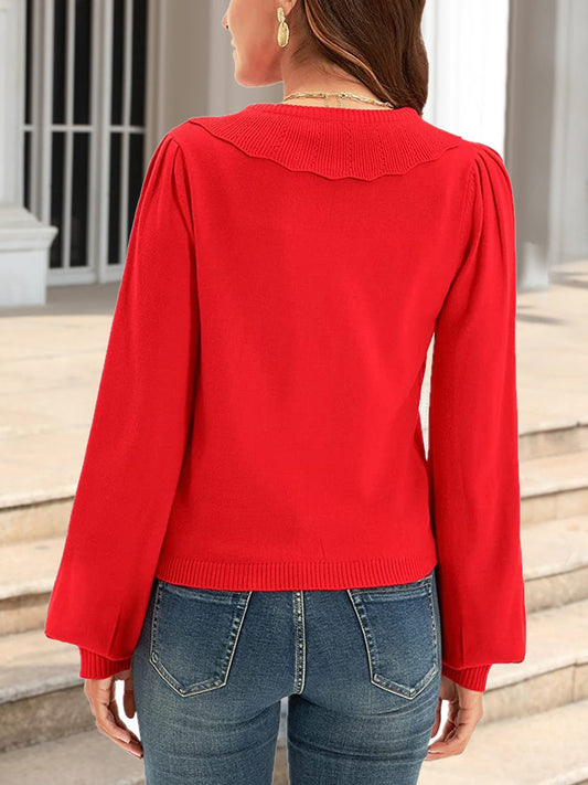 Collared Long Sleeve Button Down Cardigan nicholesgifts