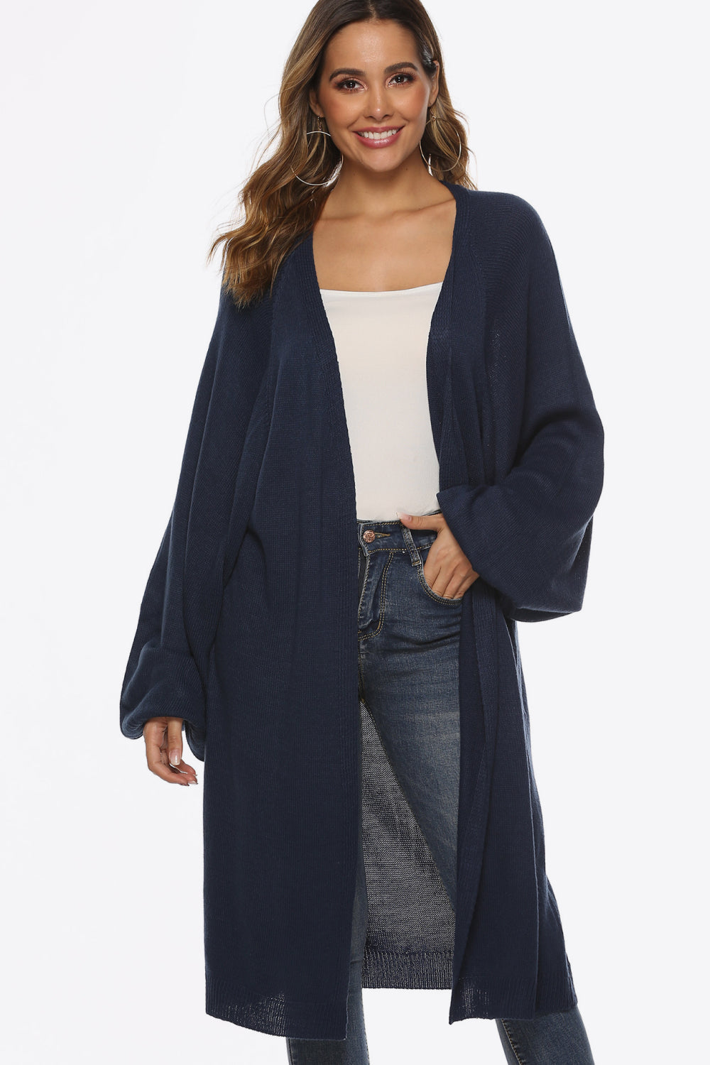 Long Sleeve Open Front Cardigan nicholesgifts