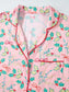Printed Collared Neck Long Sleeve Top and Pants Lounge Set nicholesgifts