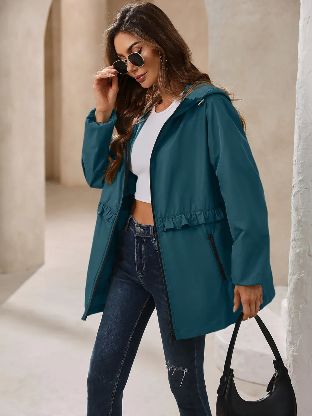 Ivy Lane Outdoor Waterproof Long Sleeve Hooded Windbreaker nicholesgifts