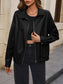 NicholesGifts Women Ivy Lane Pocketed Zip Up Collared Neck Jacket nicholesgifts