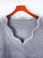 Notched Dropped Shoulder Long Sleeve Sweater nicholesgifts