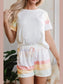 Rainbow Striped Round Neck T Shirt and Shorts Lounge Set nicholesgifts