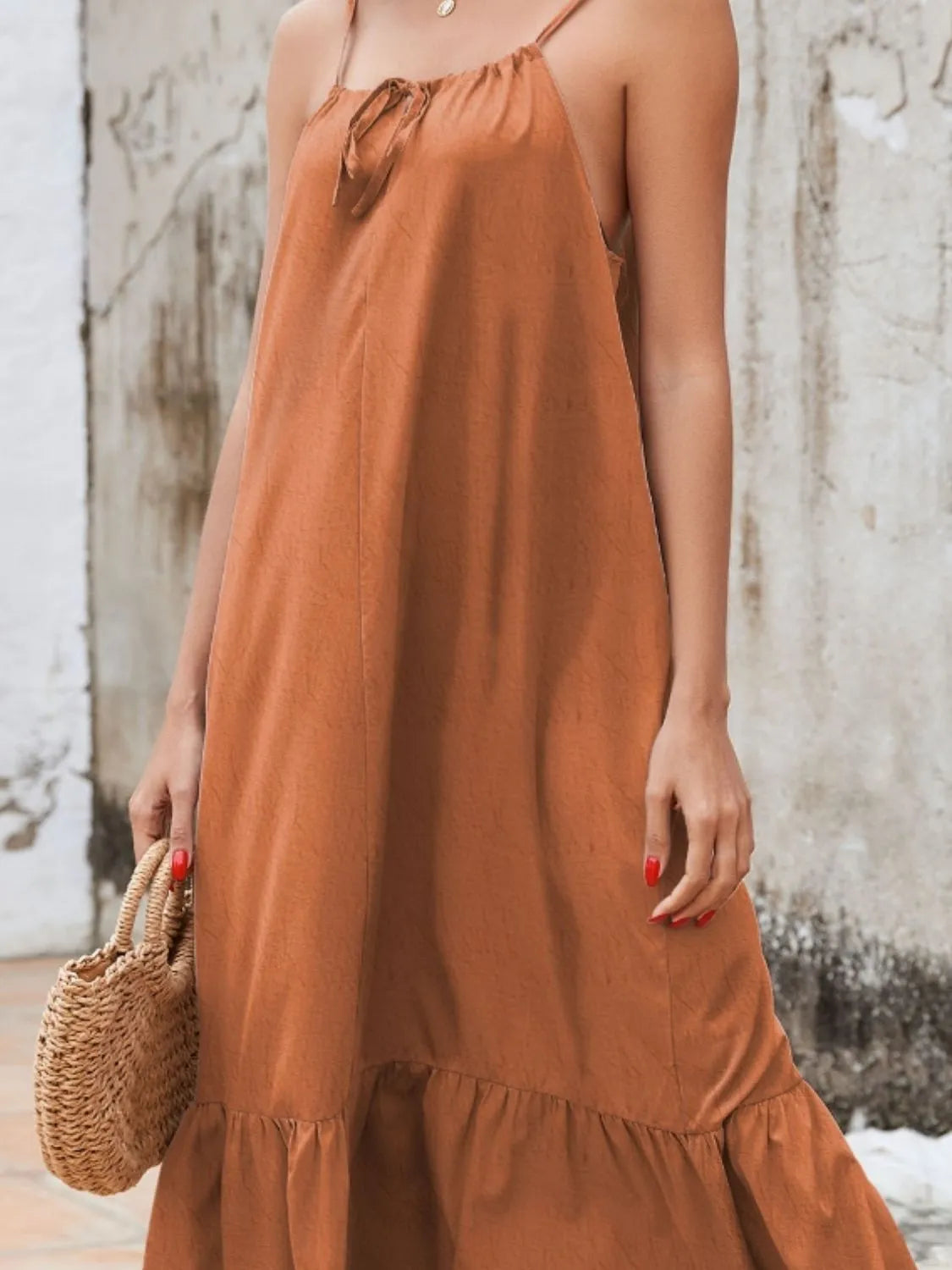 Ruffled Hem Midi Cami Dress NicholesGifts