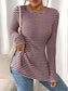 Side Slit Striped Long Sleeve T-Shirt nicholesgifts