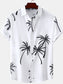 Men's Plus Size Tropical Palm Print Short Sleeve Button Down Shirt nicholesgifts