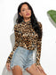 Leopard Mock Neck Long Sleeve T-Shirt nicholesgifts