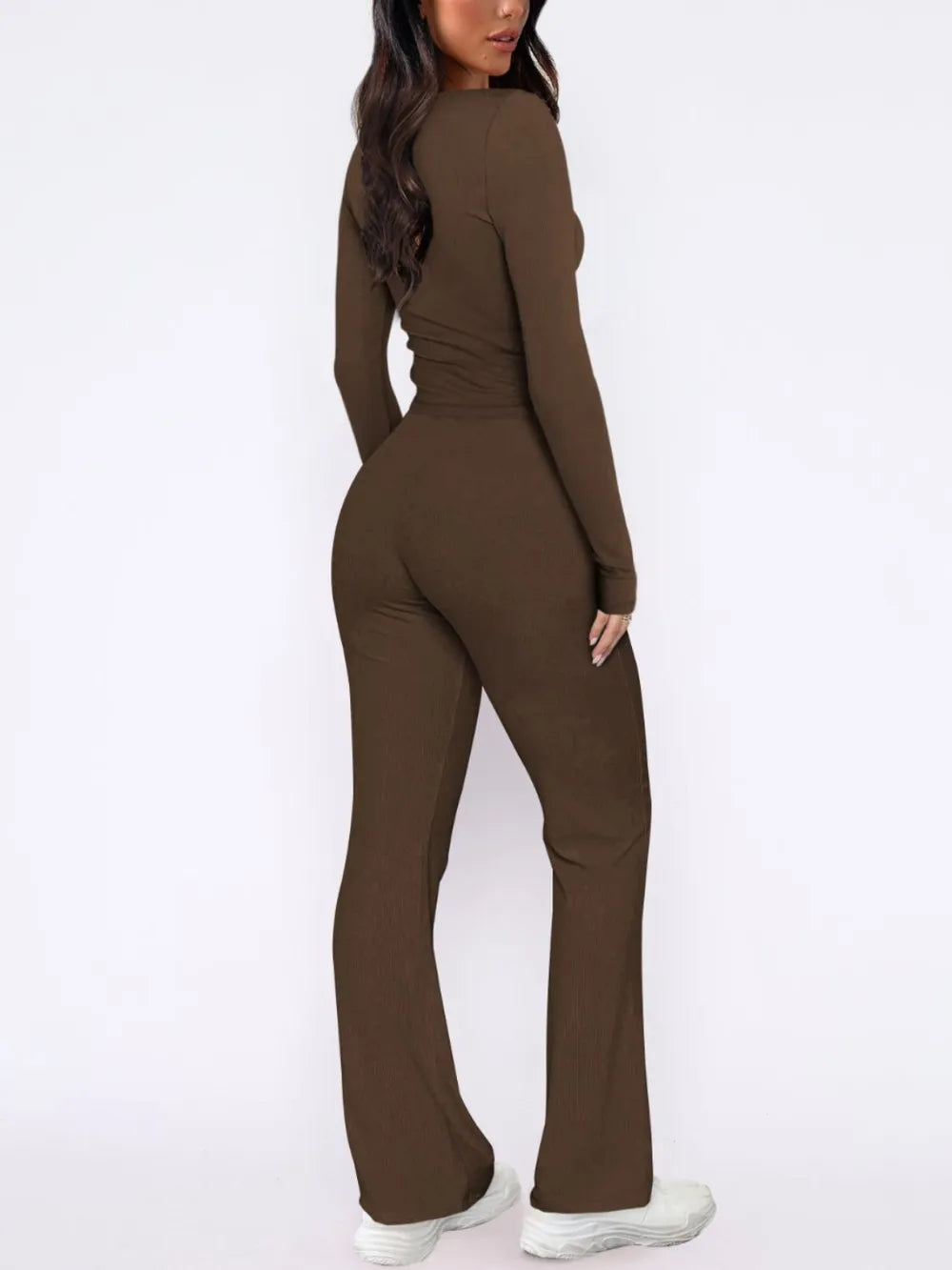 V-Neck Long Sleeve Top and Pants Set nicholesgifts