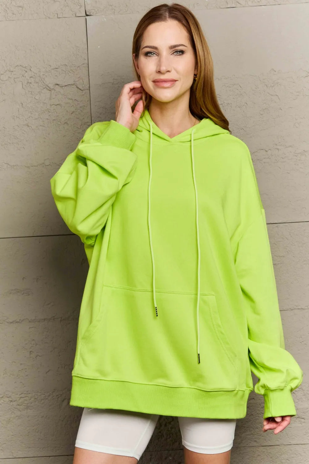 Full Size Drawstring Long Sleeve Hoodie Trendsi