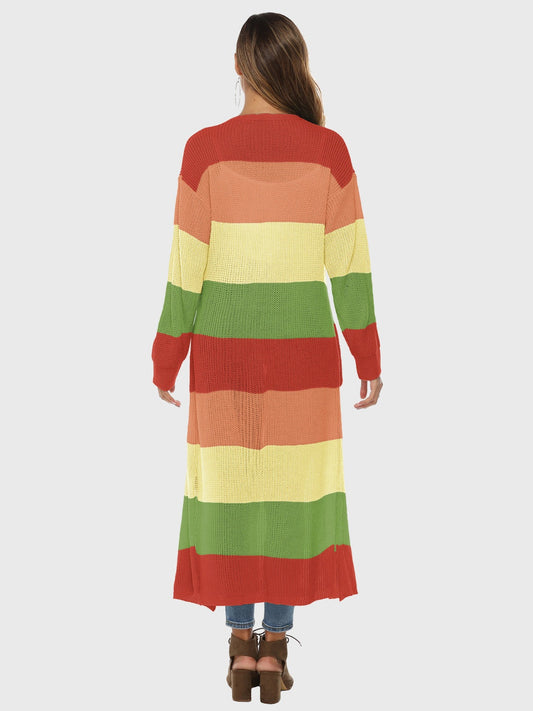 Color Block Long Sleeve Pocketed Cardigan nicholesgifts