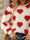 Women Fuzzy Heart Dropped Shoulder Sweatshirt nicholesgifts