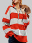 Women Striped Half-Zip Oversized Sweatshirt nicholesgifts