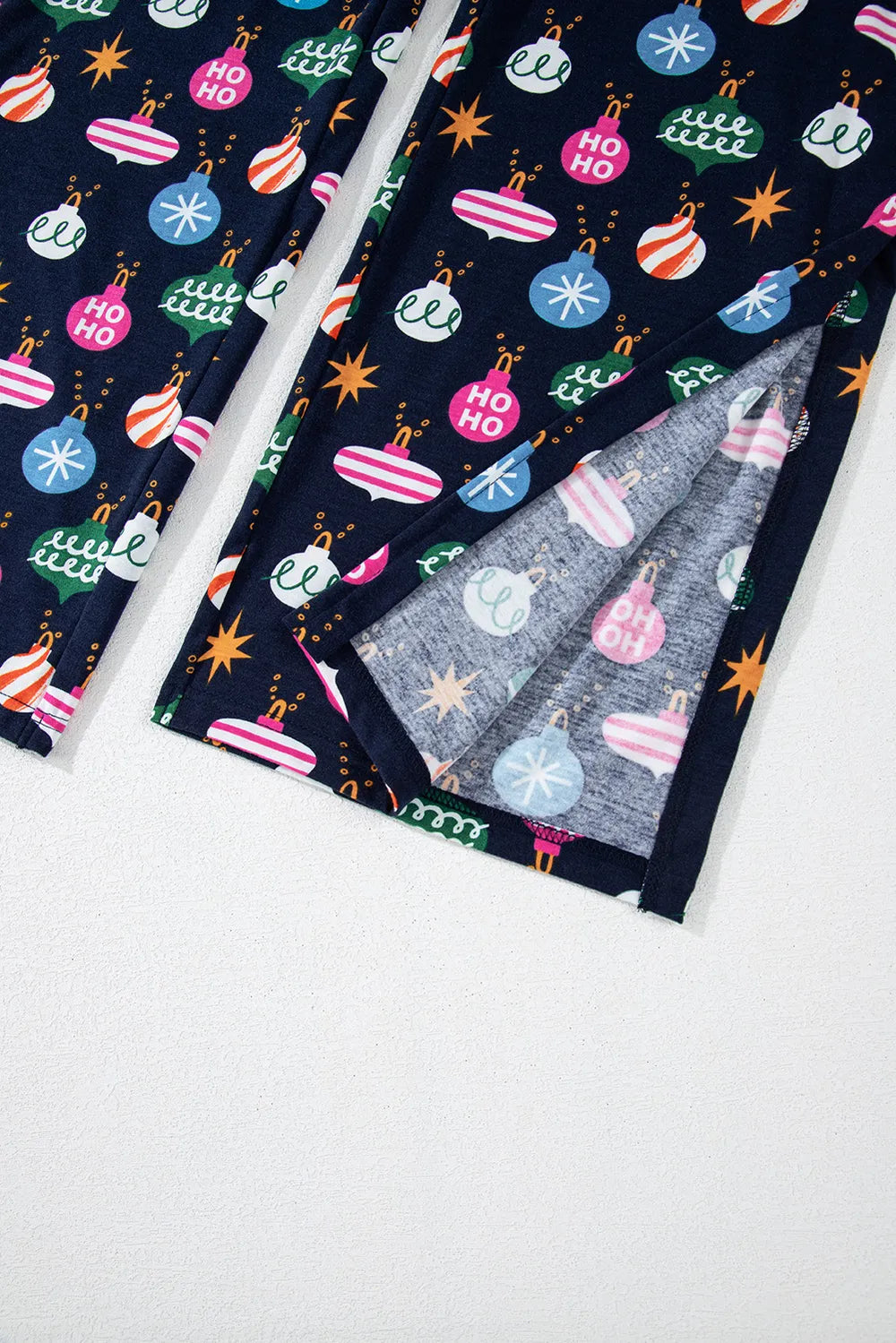 Christmas Lights Print Collared Neck Top and Pants Set Trendsi