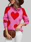 Women Angel Wings Contrast Heart Dropped Shoulder Long Sleeve Sweater nicholesgifts