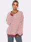 Striped Round Neck Long Sleeve Sweatshirt nicholesgifts