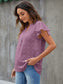 Swiss Dot Notched Flutter Sleeve Blouse nicholesgifts