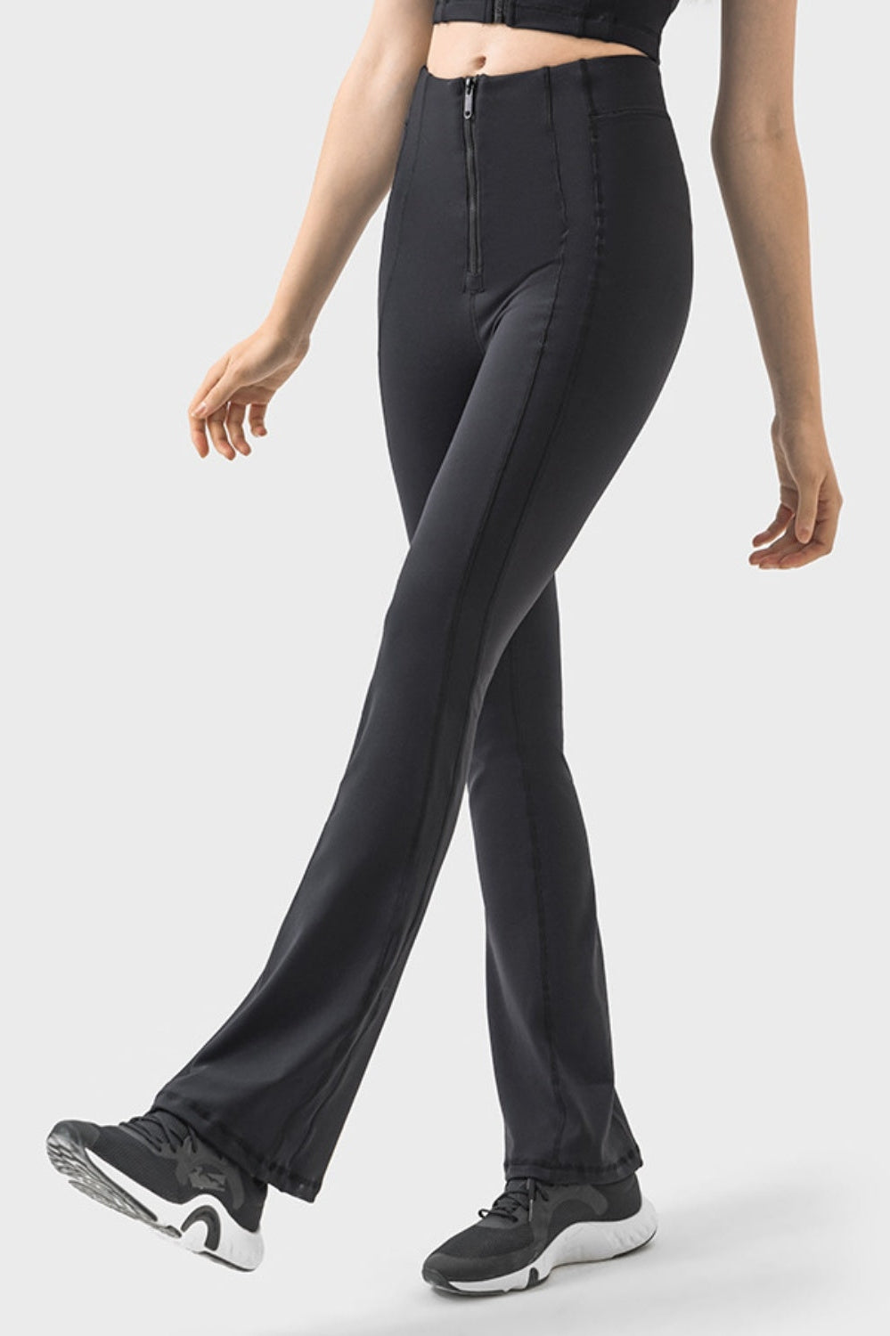 Women Zipper Detail High Waist Active Pants nicholesgifts