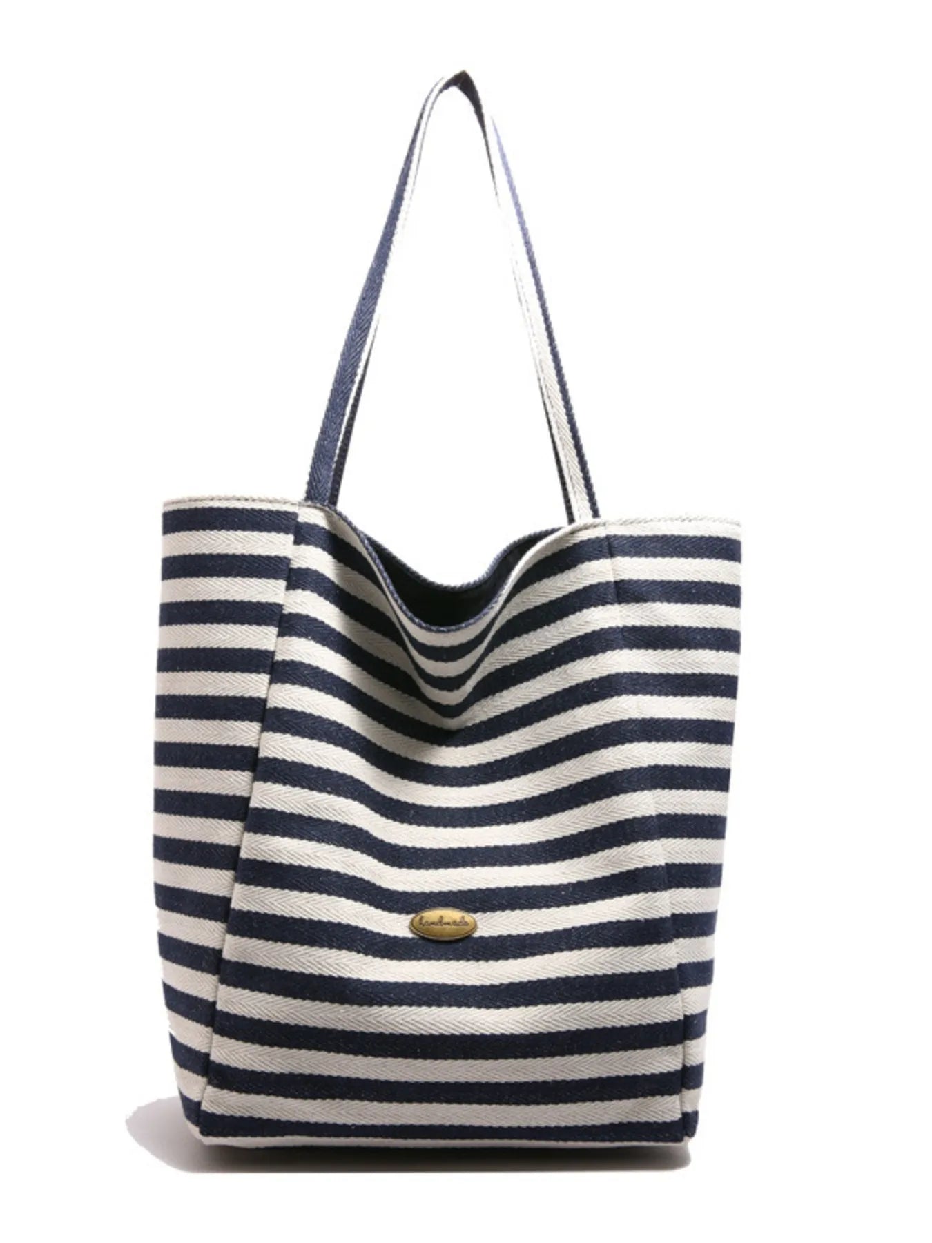 Striped Canvas Tote Bag Trendsi