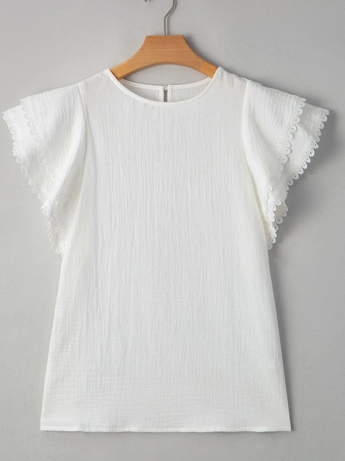 Crinkled Layered Ruffled Flutter Sleeve Blouse NicholesGifts