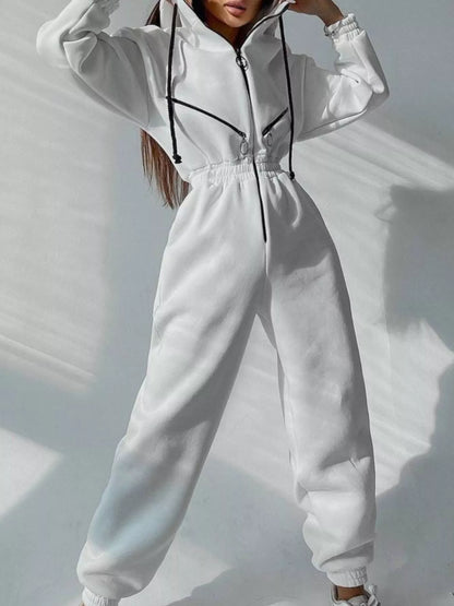 Hooded Zip-Up Long Sleeve Jumpsuit nicholesgifts
