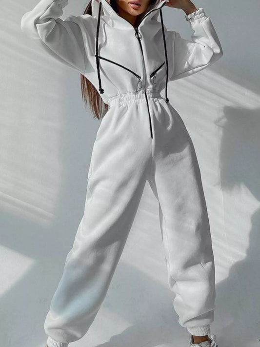 Hooded Zip-Up Long Sleeve Jumpsuit nicholesgifts