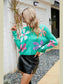Flower Round Neck Drop Shoulder Sweater nicholesgifts