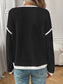 Ribbed Contrast Trim Long Sleeve Top nicholesgifts