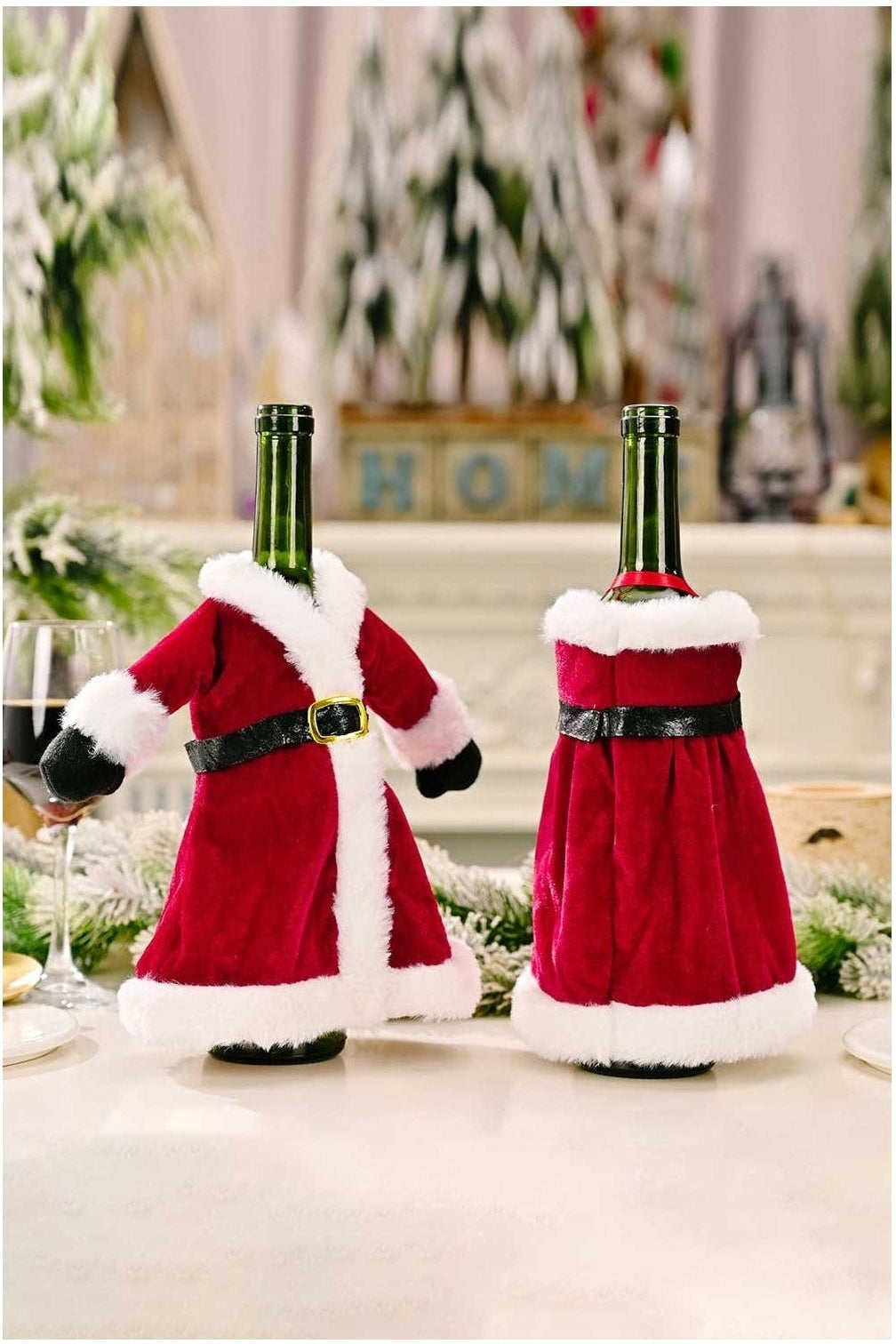 2-Pack Christmas Dress Wine Bottle Covers nicholesgifts