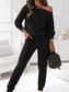 One-Shoulder Pearl Embellished Top and Pants Set nicholesgifts