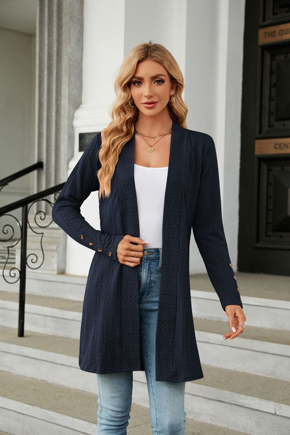 Long Sleeve Open Front Cardigan nicholesgifts