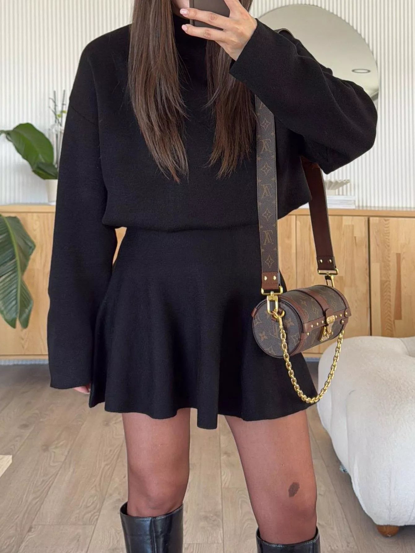 Turtleneck Dropped Shoulder Sweater and Skirt Set nicholesgifts
