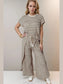Striped Round Neck Short Sleeve Top and Pants Set nicholesgifts