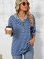 Women Drawstring Striped Long Sleeve Hoodie nicholesgifts
