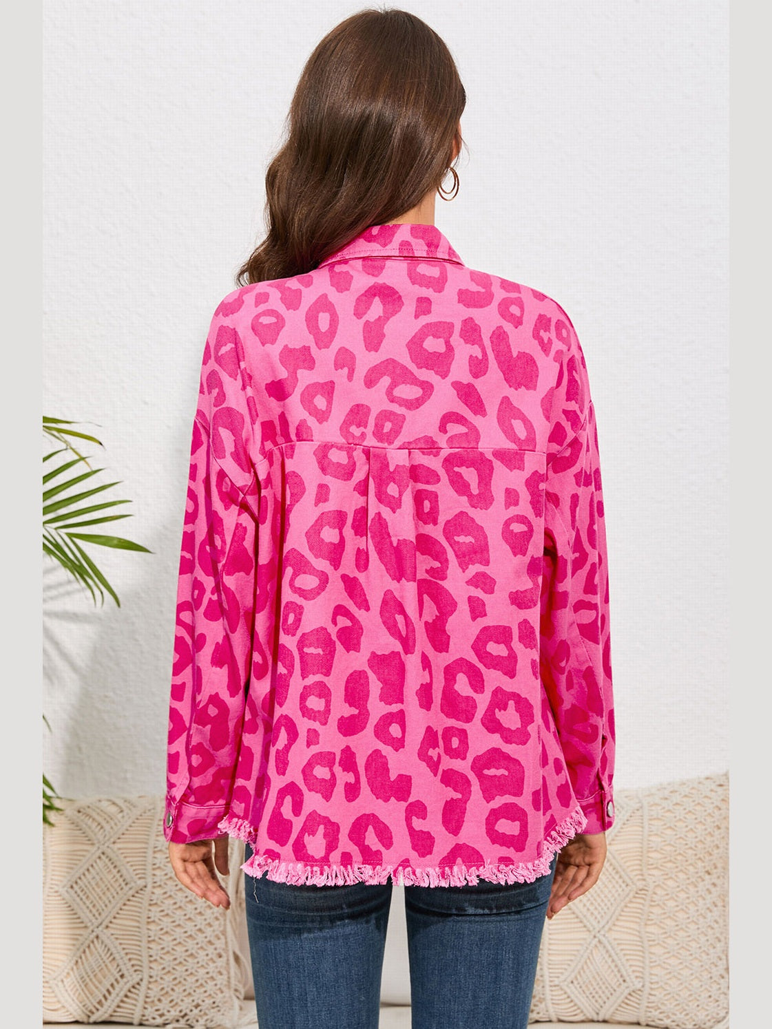 Leopard Raw Hem Jacket nicholesgifts