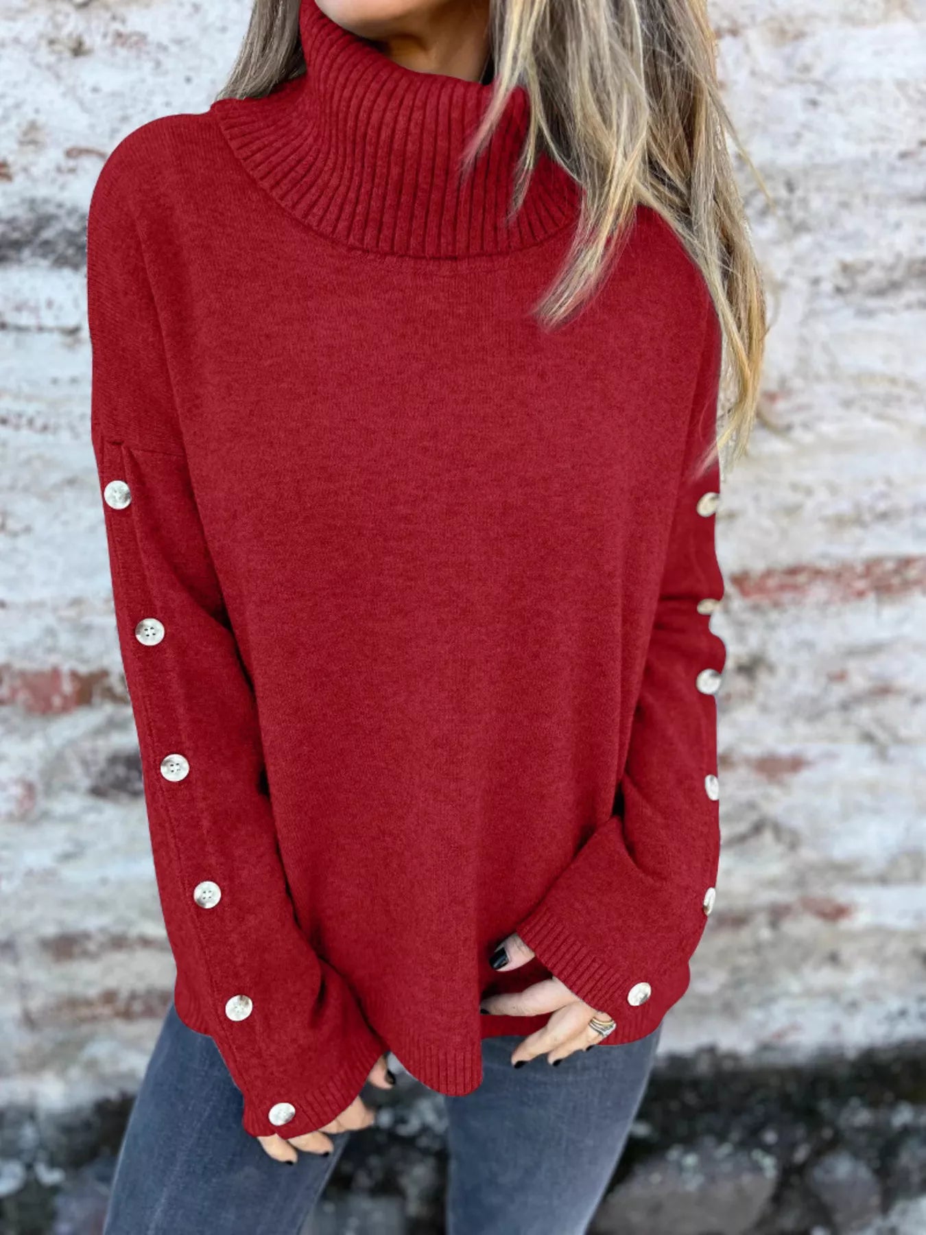 Full Size Turtleneck Long Sleeve Sweater Plus Size