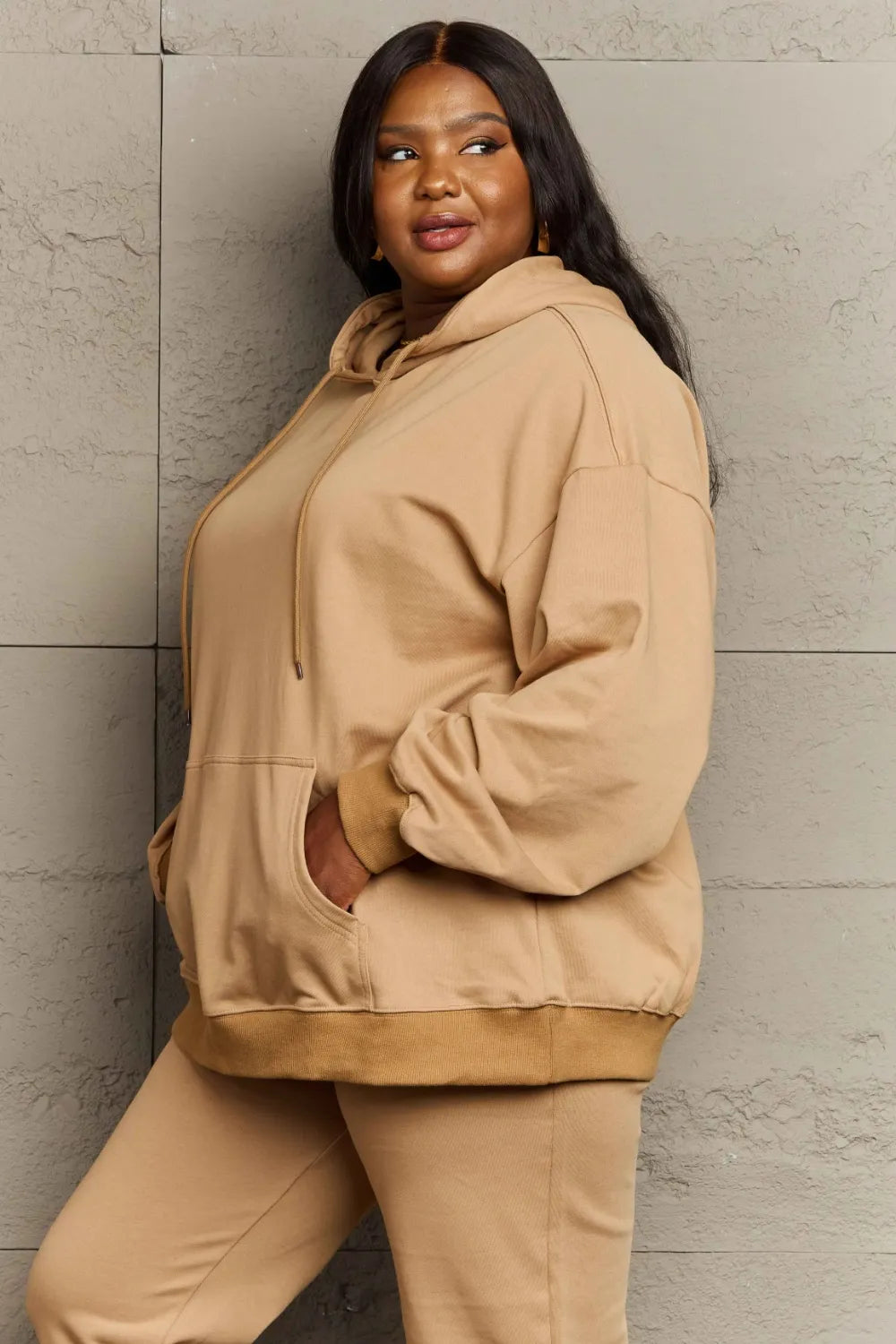 Full Size Drawstring Long Sleeve Hoodie Trendsi