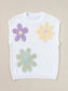 Crochet Flower Round Neck Sweater Vest nicholesgifts