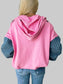 Women Half Zip Checkered Sleeve Hoodie nicholesgifts