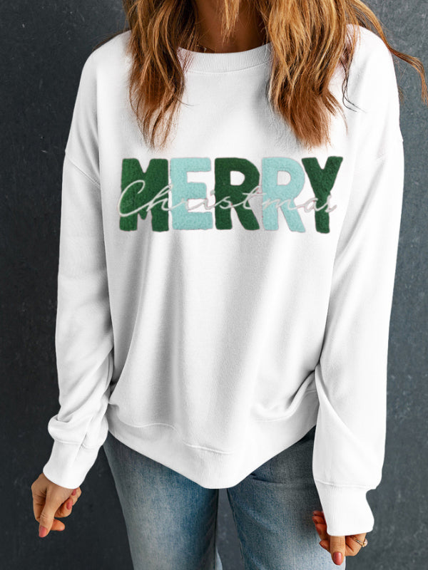 MERRY CHRISTMAS Contrast Long Sleeve Sweatshirt NicholesGifts