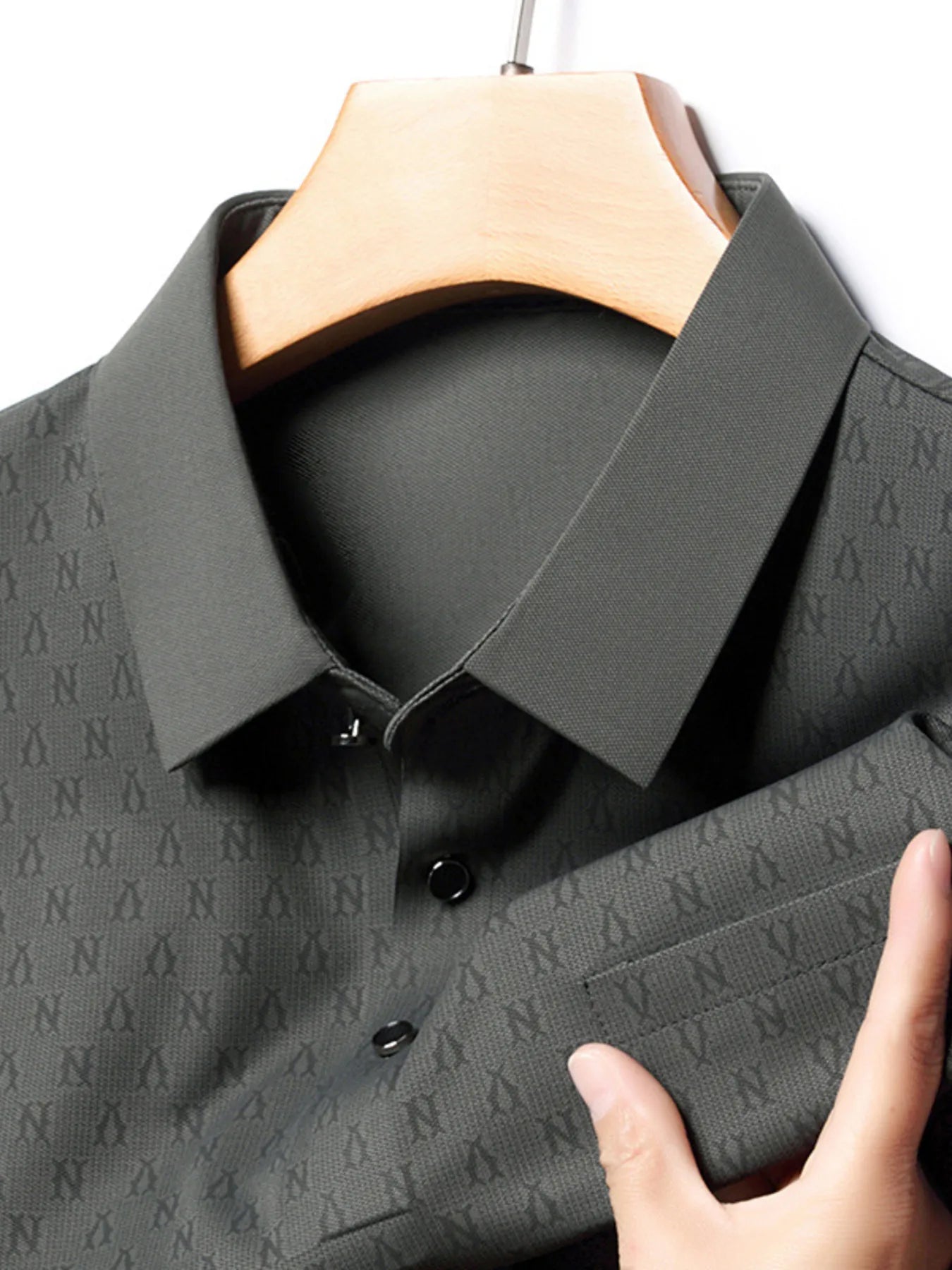 Men's Plus Size Textured Short Sleeve Casual Polo Shirt