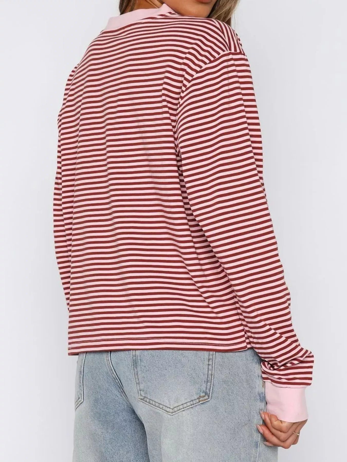 Striped Oversized Round Neck Sweatshirt nicholesgifts