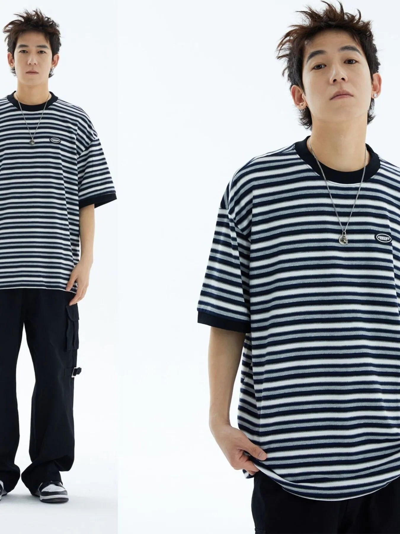 Men's Classic Striped Cotton Crew Neck T-Shirt NicholesGifts