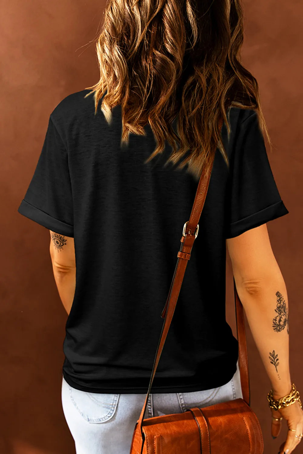 THANKFUL Sequin Round Neck Short Sleeve T-Shirt Trendsi