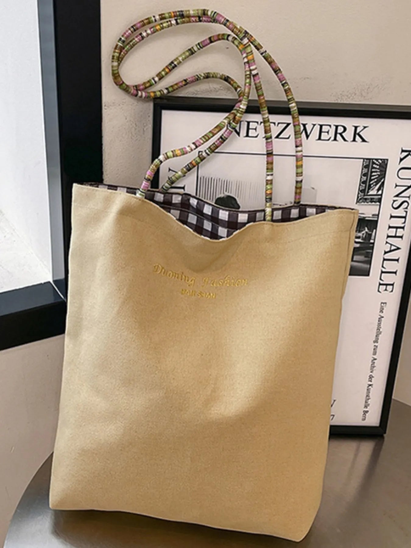 Gingham Pattern Tote Bag Trendsi