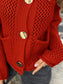 Crochet Button Up Long Sleeve Cardigan nicholesgifts